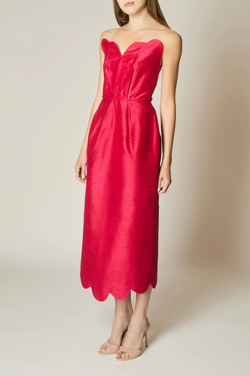 ROSE SILK SCALLOP DRESS