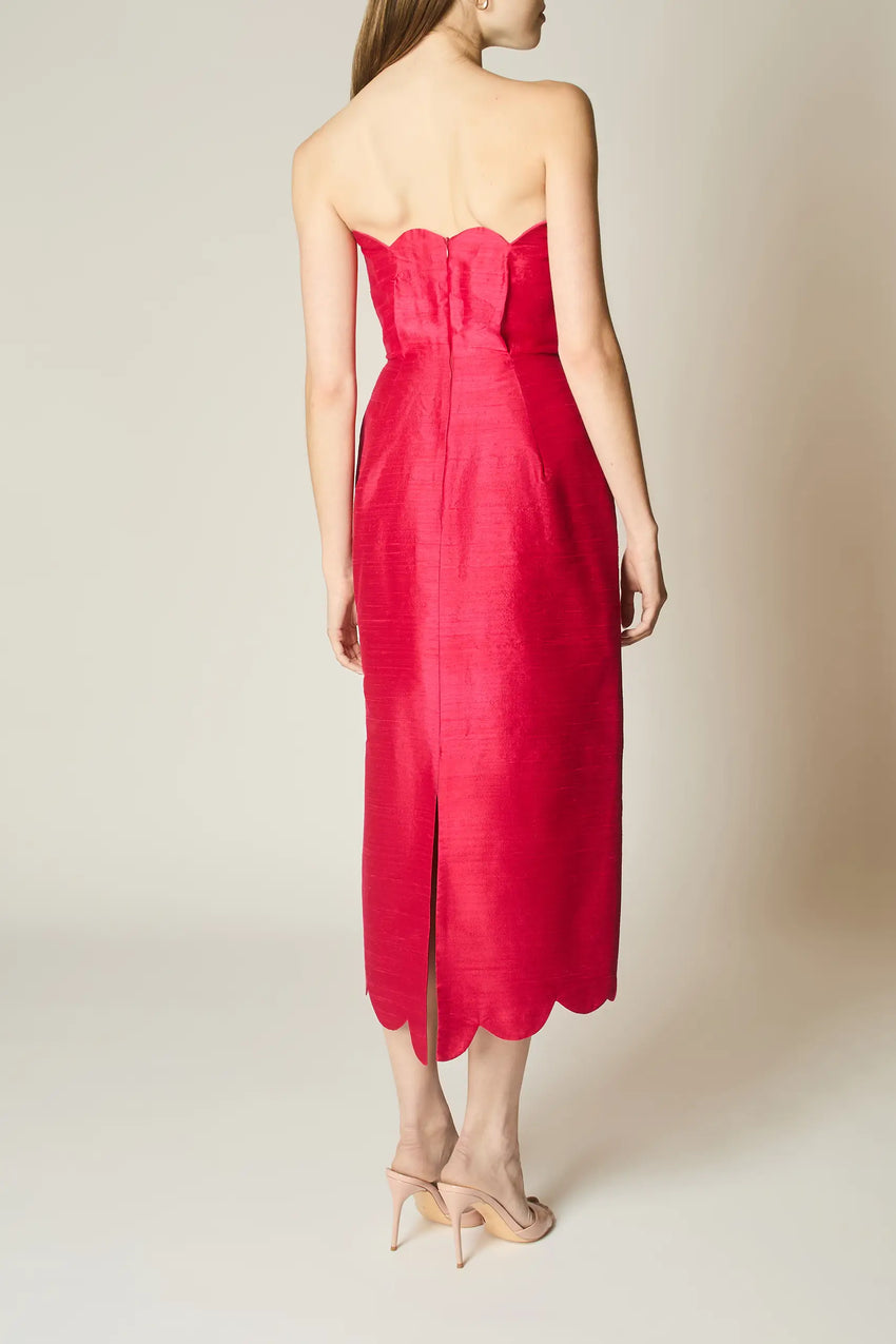 ROSE SILK SCALLOP DRESS