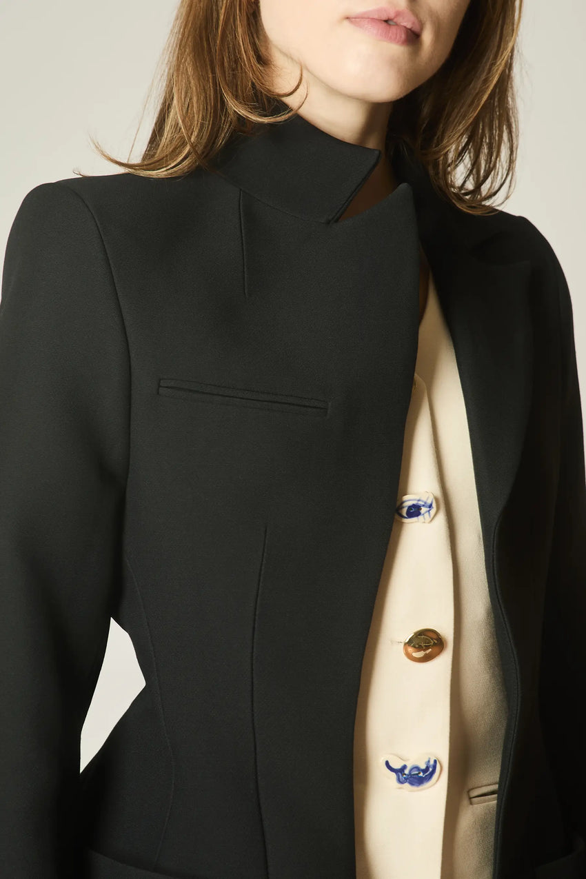 JET WOOL AND SILK WAISTCOAT BLAZER