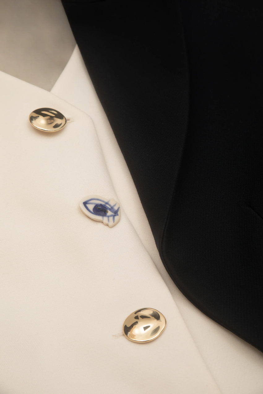 JET WOOL AND SILK WAISTCOAT BLAZER