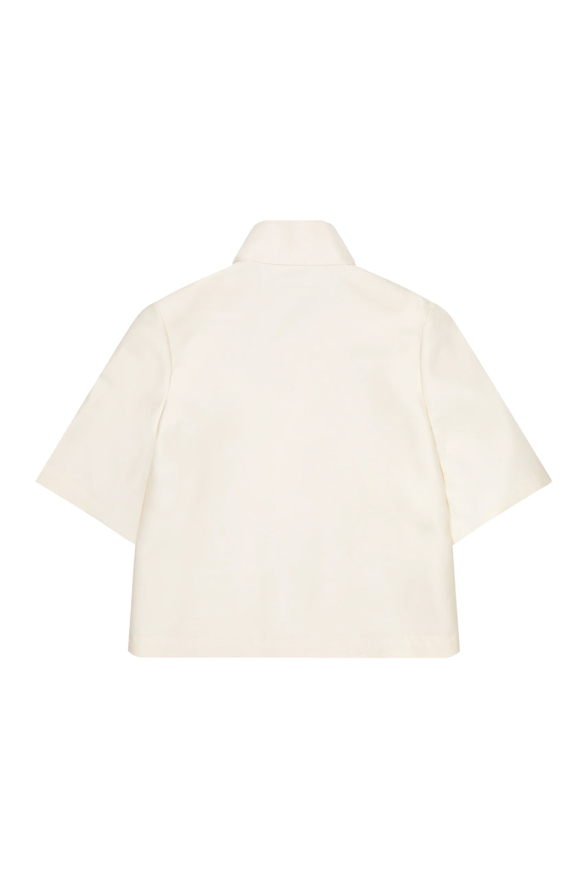SHELL WOOL AND SILK KNOT COLLAR SHIRT