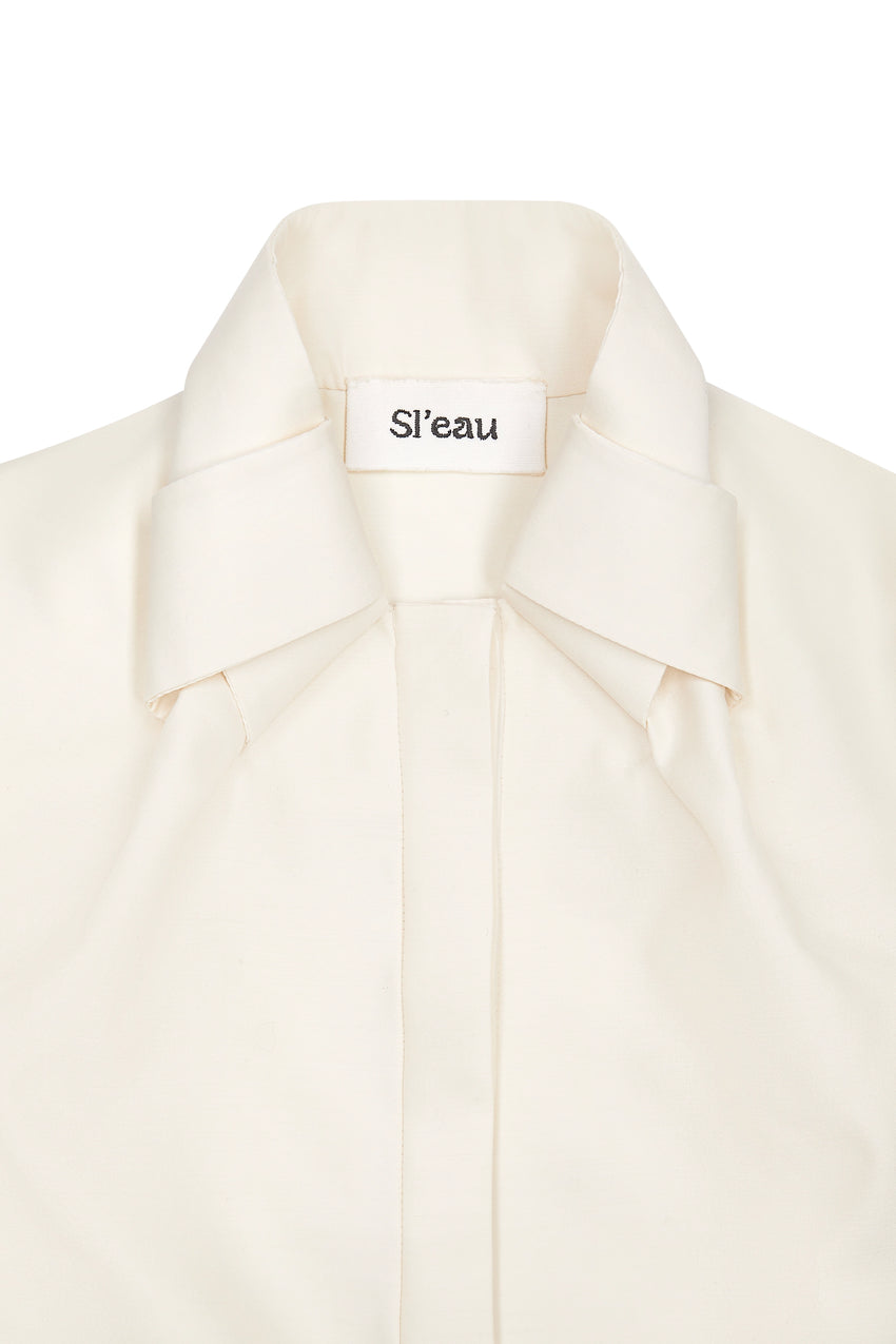 SHELL WOOL AND SILK KNOT COLLAR SHIRT