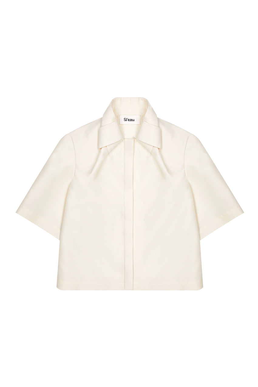 SHELL WOOL AND SILK KNOT COLLAR SHIRT