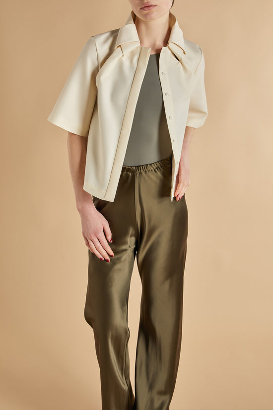 SHELL WOOL AND SILK KNOT COLLAR SHIRT