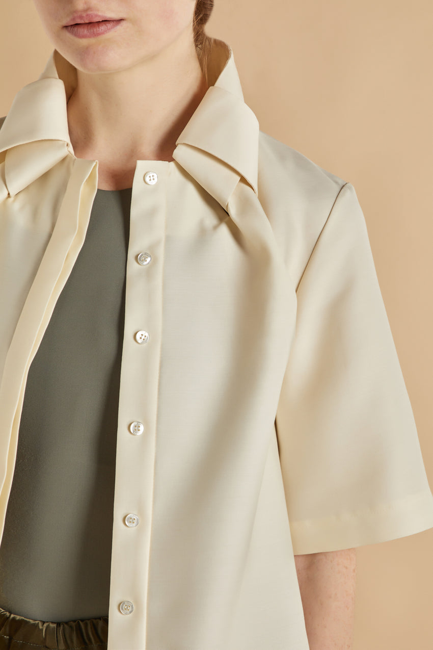 SHELL WOOL AND SILK KNOT COLLAR SHIRT