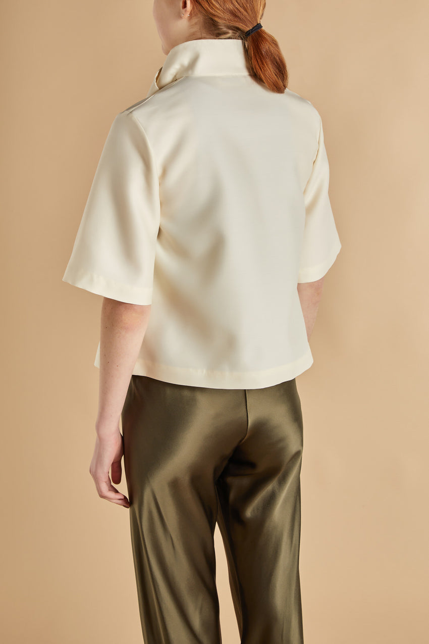 SHELL WOOL AND SILK KNOT COLLAR SHIRT