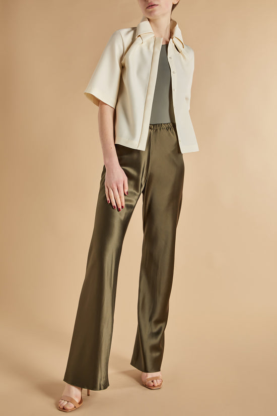 SHELL WOOL AND SILK KNOT COLLAR SHIRT