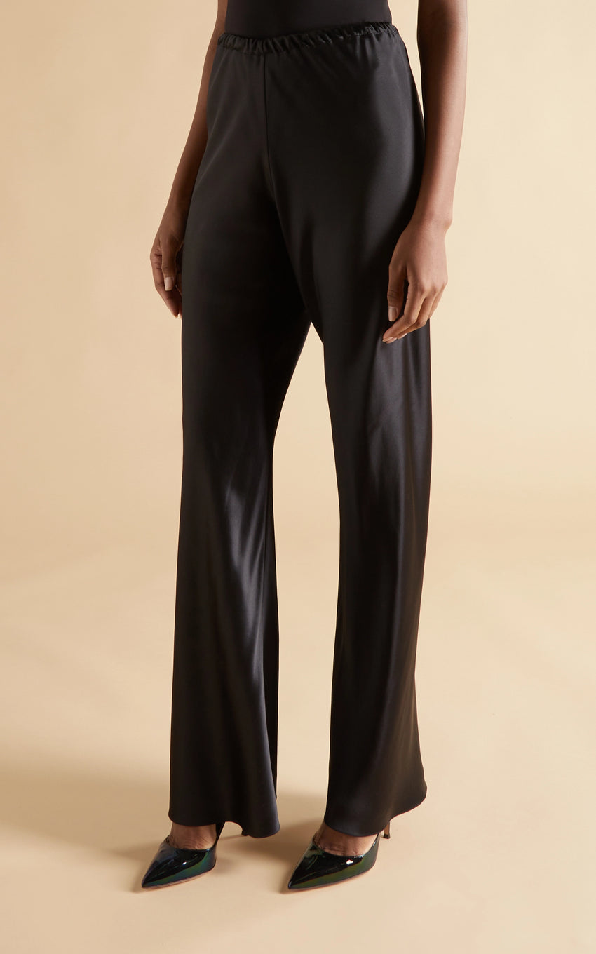 COAL SILK BIAS TROUSERS