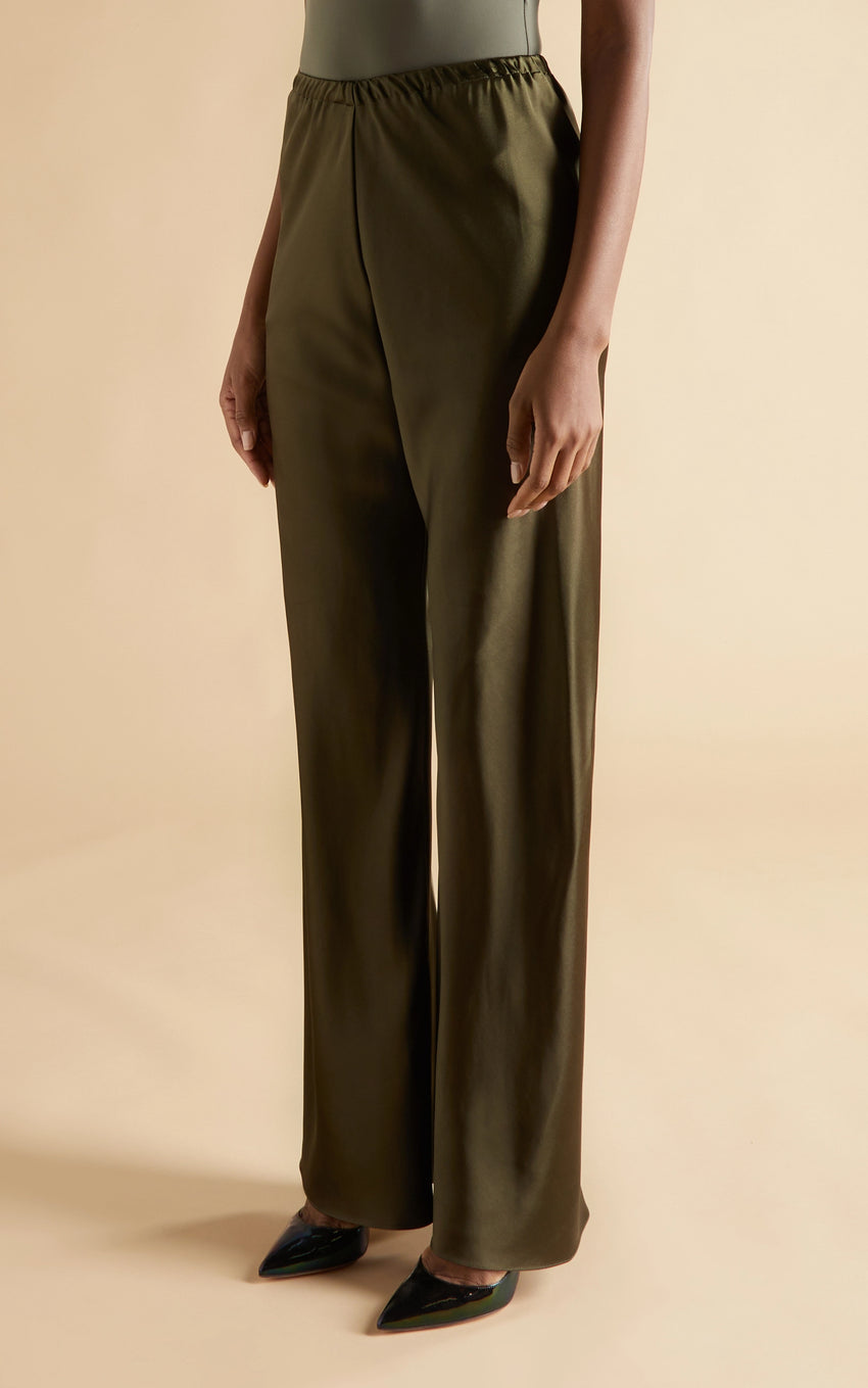 MOSS SILK BIAS TROUSERS