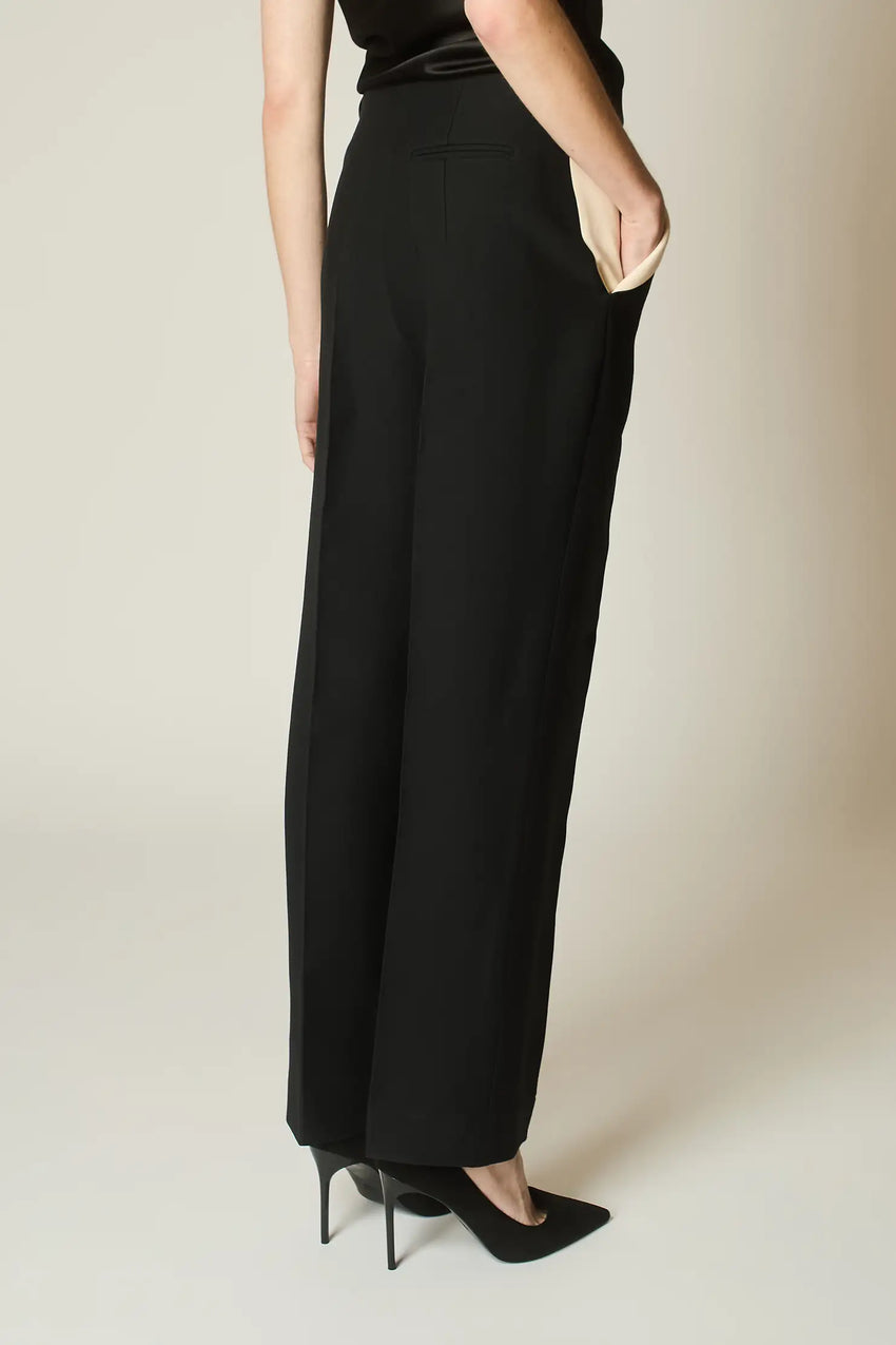 JET WOOL AND SILK STRAIGHT LEG TROUSERS