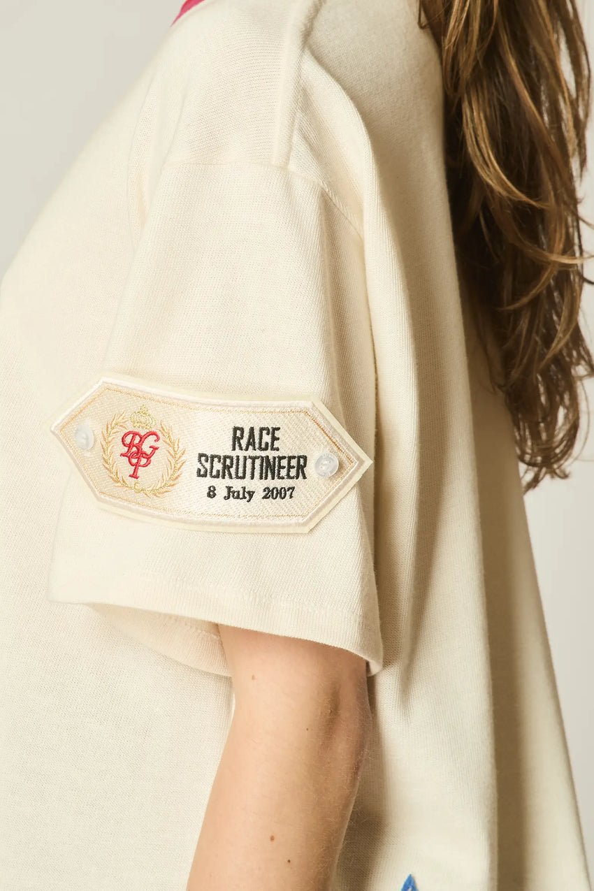 PARCHMENT COTTON EMBROIDERED PATCH TEE