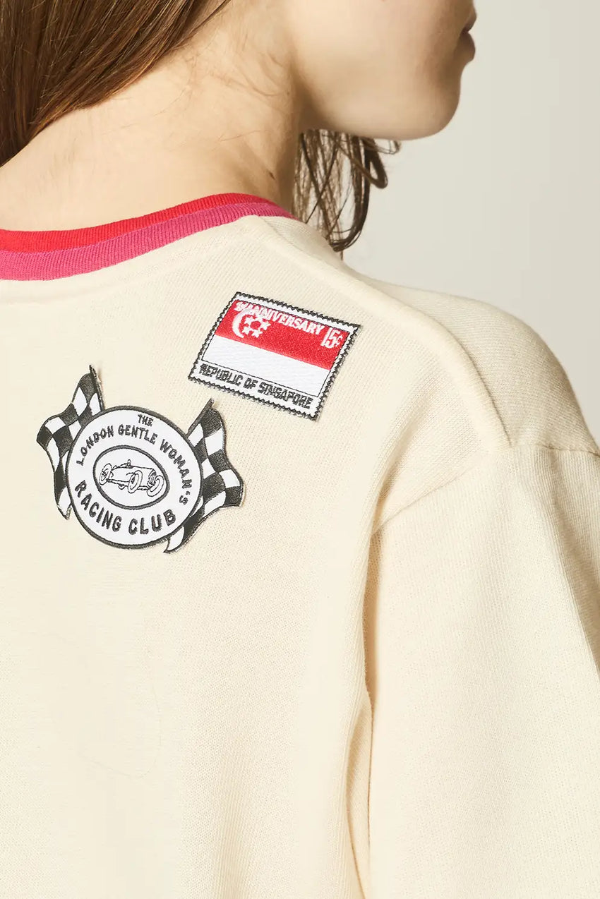 PARCHMENT COTTON EMBROIDERED PATCH TEE