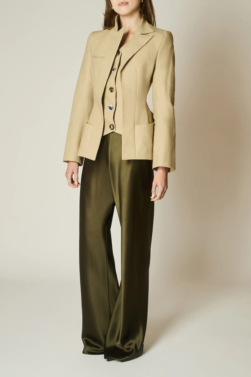 SAND LINEN WAISTCOAT BLAZER