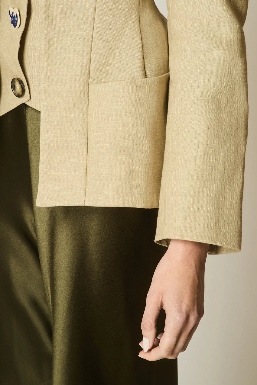 SAND LINEN WAISTCOAT BLAZER