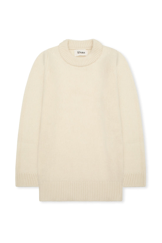 CREAM MERINO WOOL AND CASHMERE JUMPER