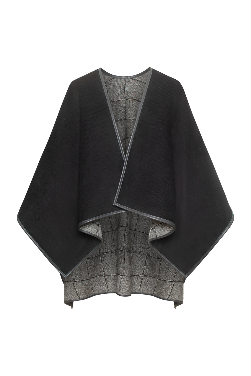 REVERSIBLE WOOL AND COTTON CAPE