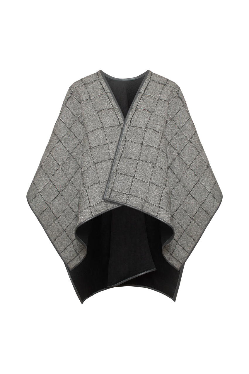 REVERSIBLE WOOL AND COTTON CAPE