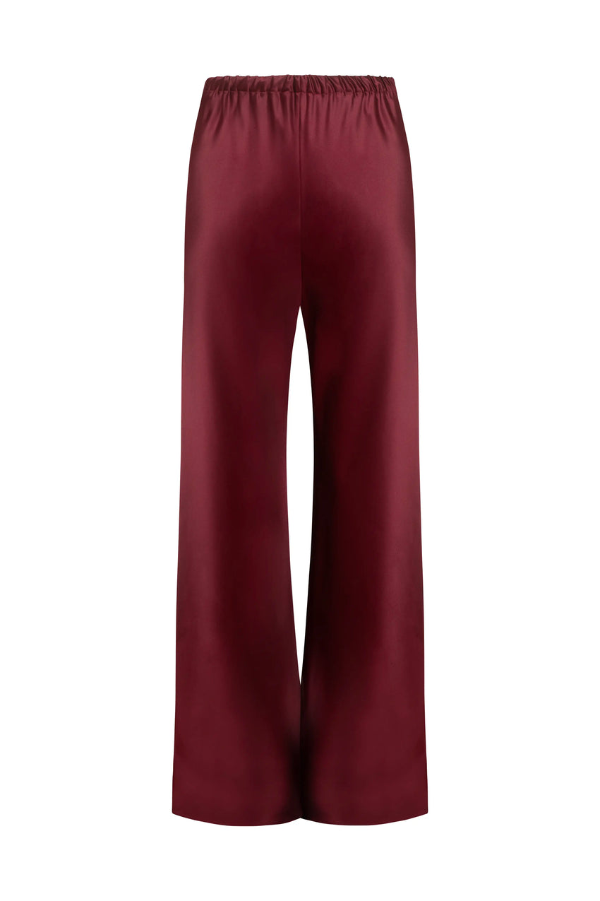 BURGUNDY SILK BIAS TROUSERS