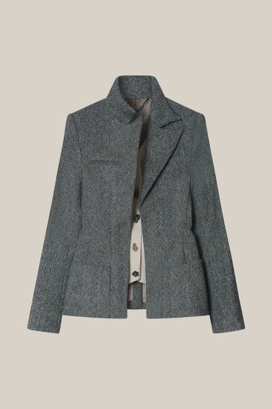 SMOKE WOOL AND SILK WAISTCOAT BLAZER