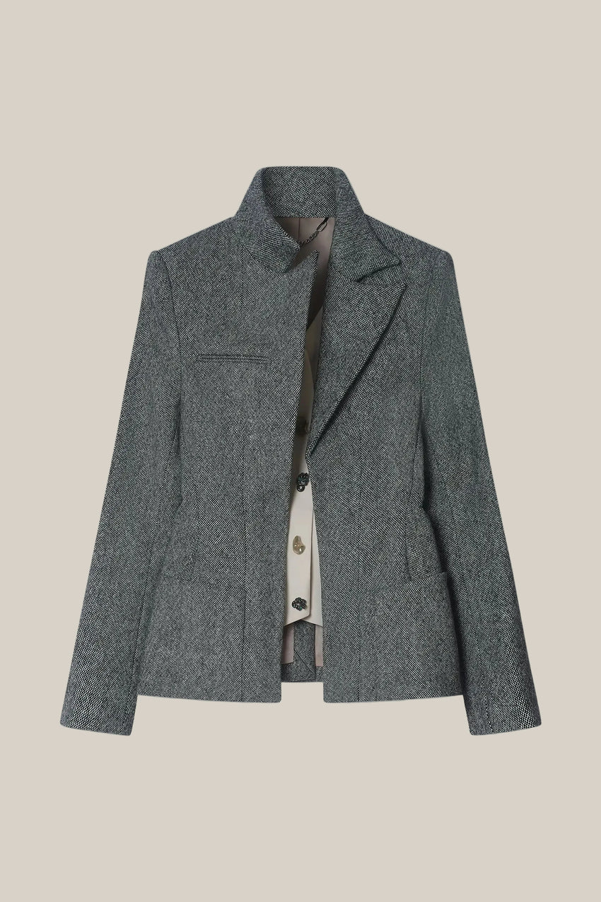 SMOKE WOOL AND SILK WAISTCOAT BLAZER