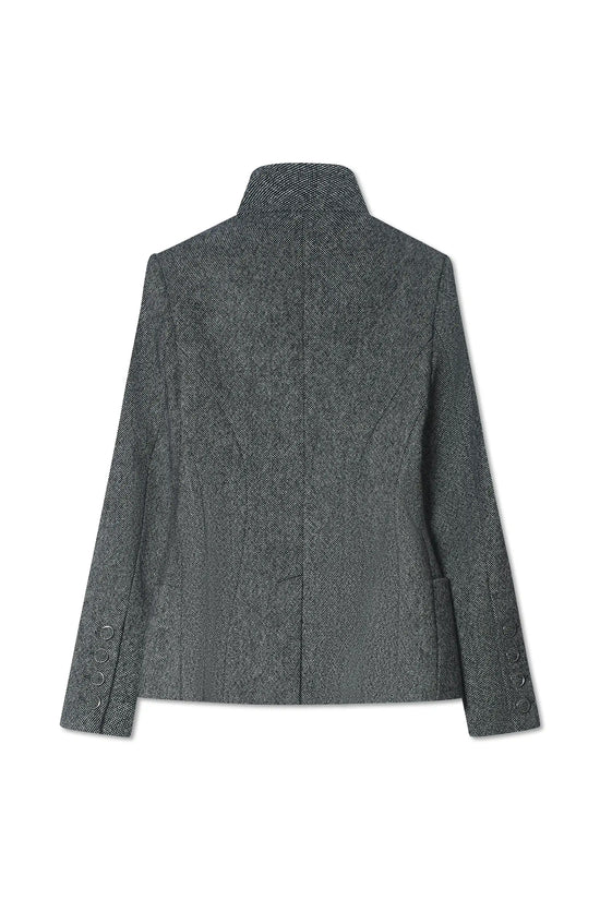 SMOKE WOOL AND SILK WAISTCOAT BLAZER