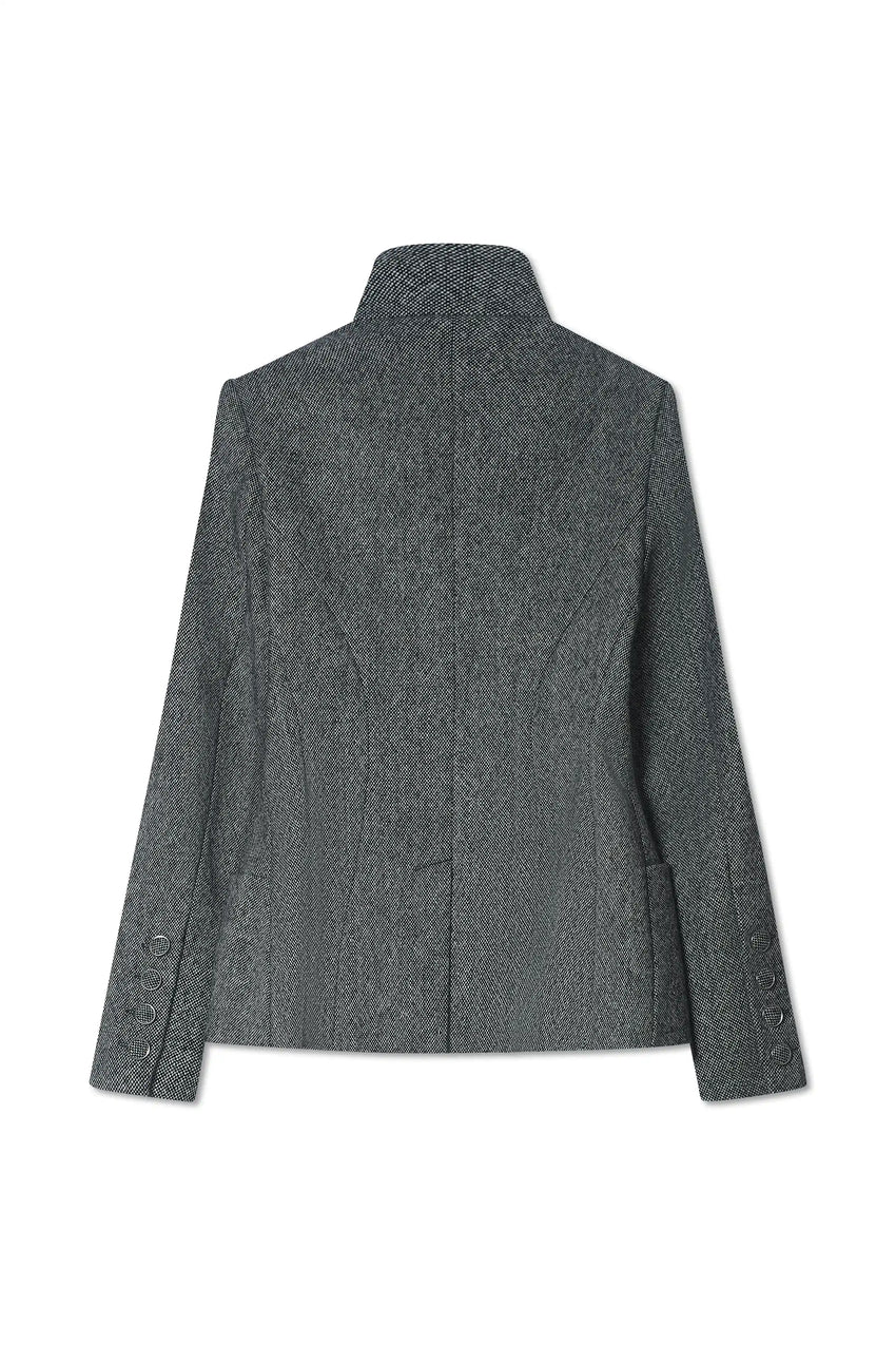 SMOKE WOOL AND SILK WAISTCOAT BLAZER