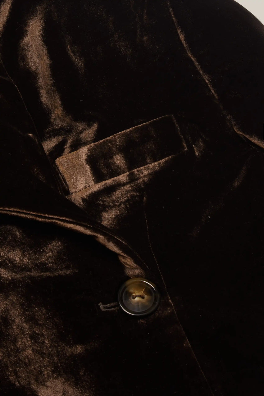 CHOCOLATE VISCOSE AND SILK VELVET COAT