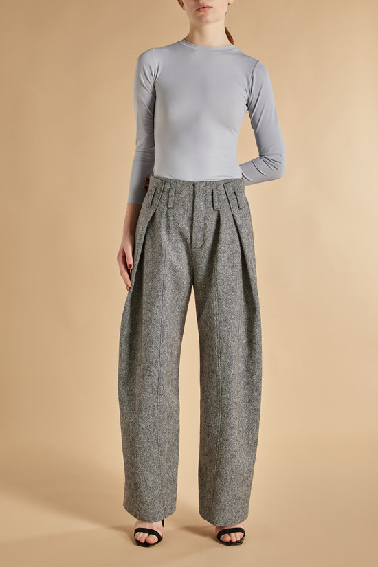 GREY WOOL TAILORED TROUSERS