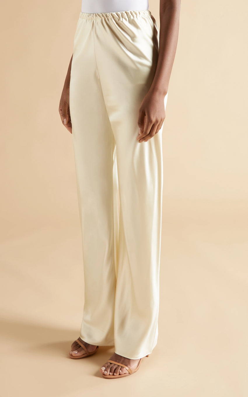 Pack of 2 White & Off White Art Silk Trousers - Saffron Threads