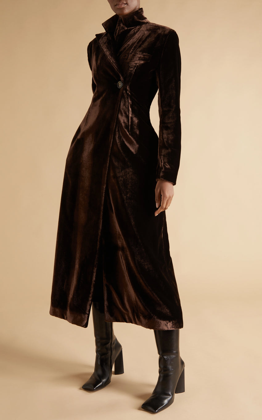 VISCOSE AND SILK VELVET COAT Sl eau